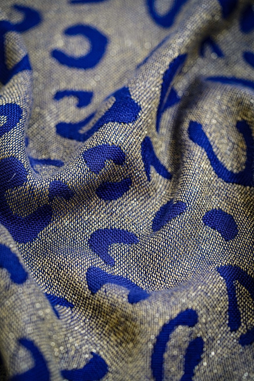 Manta de peluche Safari azul zafiro y dorado - KOKADI